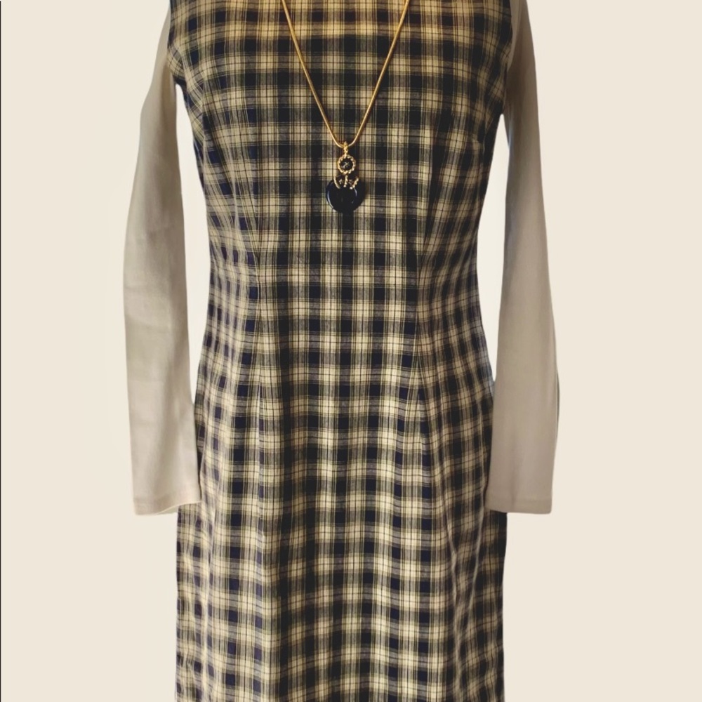 Sag Harbor Blue Plaid Romper Dress, Size 10 Petite.